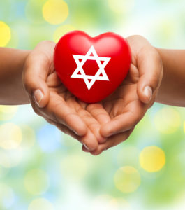 Jewish star on a heart.
